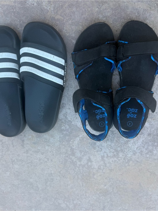 adidas Other - Bundle of 2 Boys Youth Shoes adidas Kids Black Slide & Boys Sport Sandals size 4